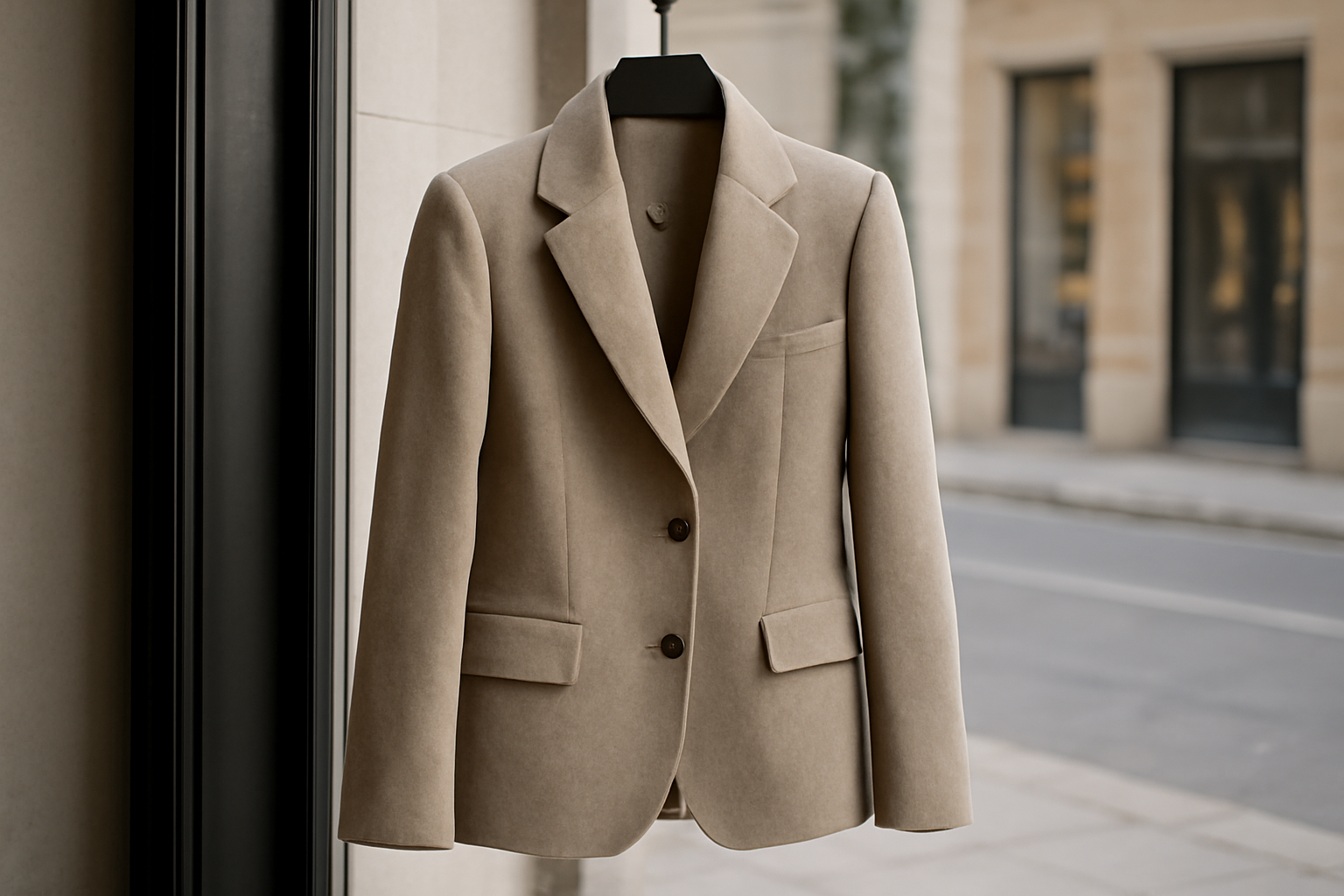 magasindemode-kookai-vestes-bureau veste structurée accrochée près d'une fenêtre boutique
