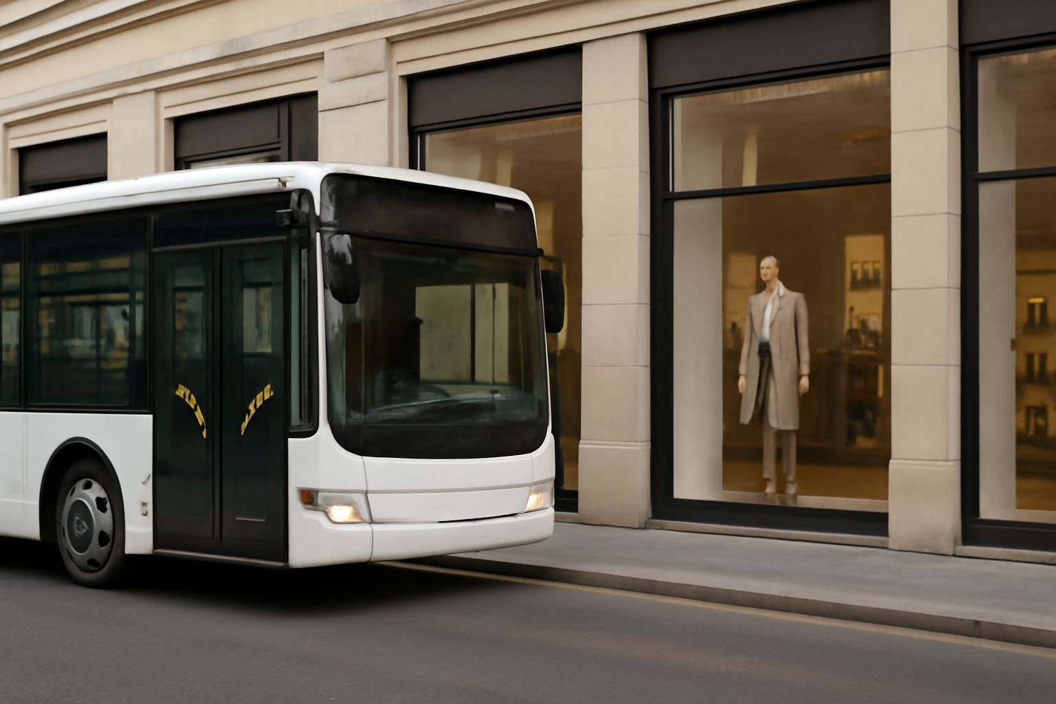 magasindemode-lignes-bus-shopping-samedi bus s'arrêtant près de vitrines de magasins