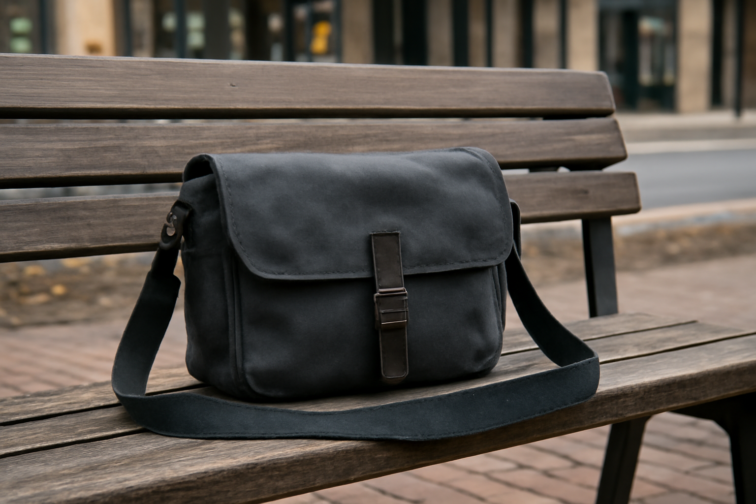 magasindemode-loewe-sacs-bandouliere sac bandoulière posé sur banc urbain