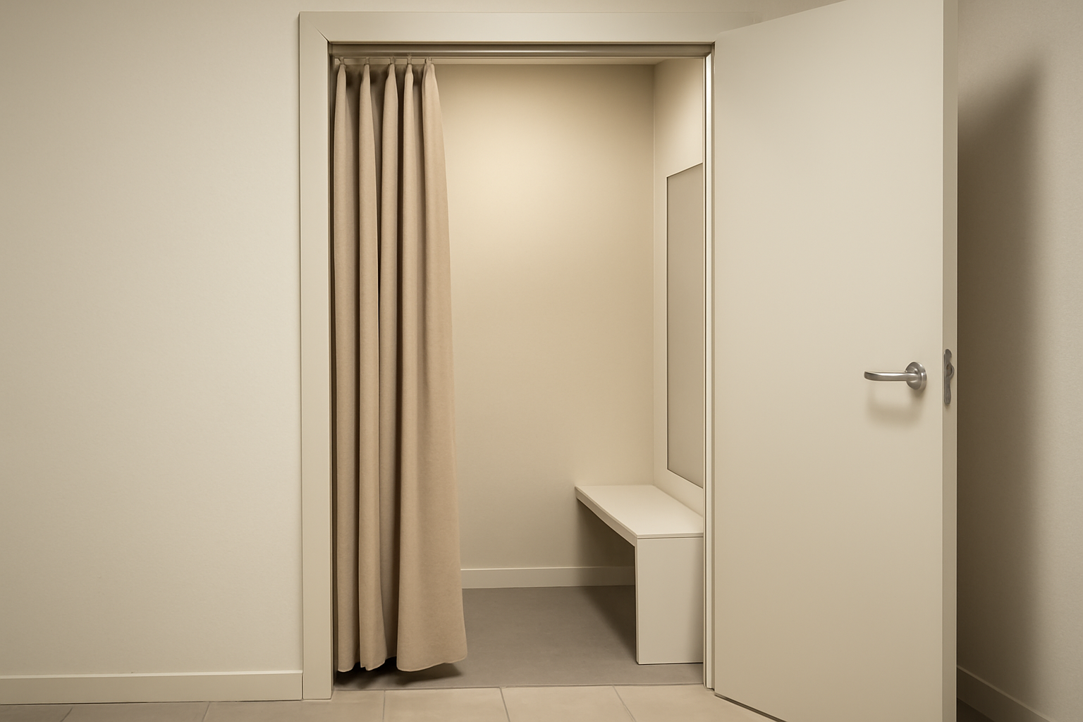 magasindemode-meilleur-creneau-essayer-boutique cabine d'essayage ouverte sans personne à l'intérieur