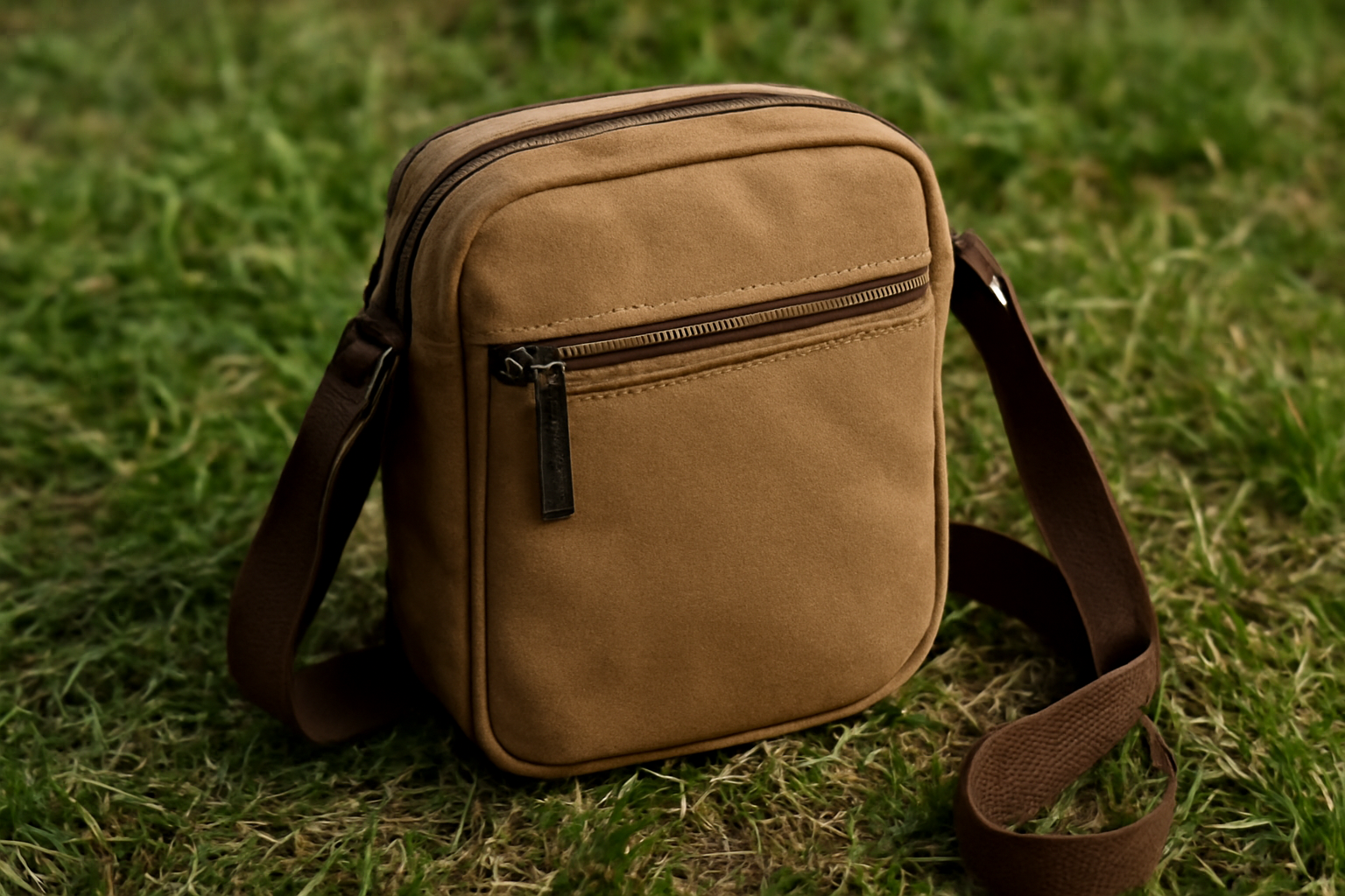 magasindemode-sac-legere-weekend-nature sac bandoulière compact posé sur herbe