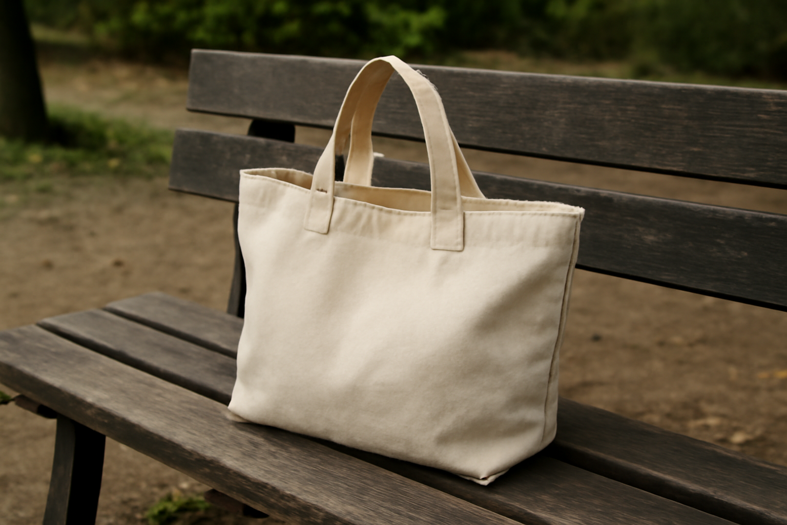 magasindemode-sac-toile-salit-eviter sac en toile posé sur banc extérieur