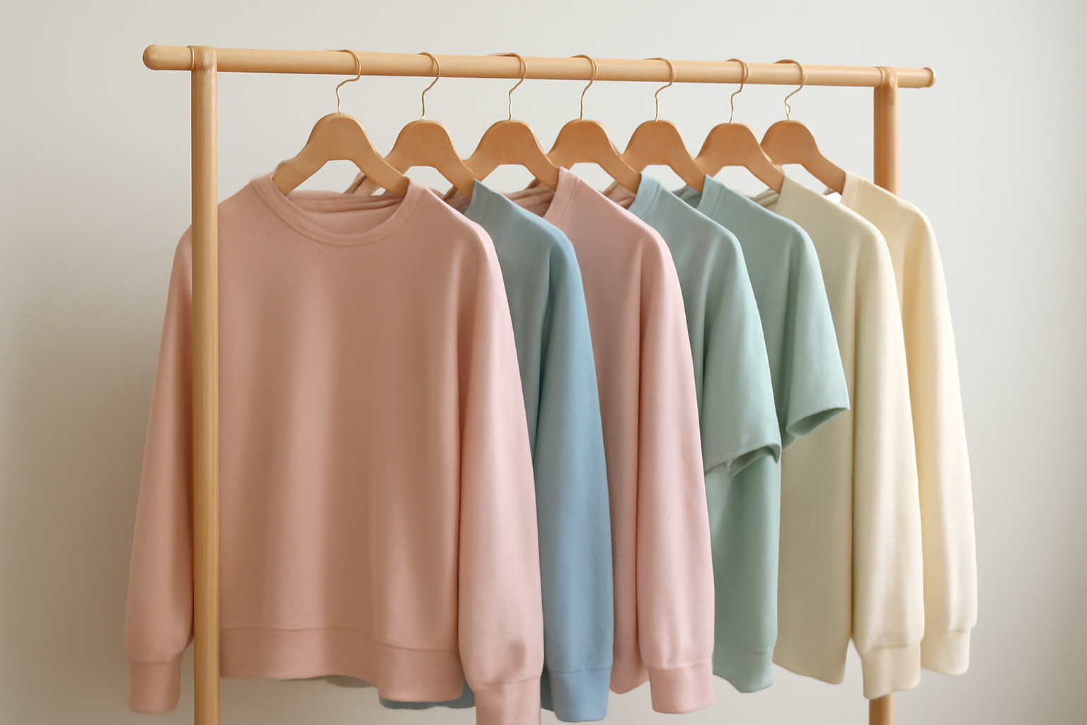magasindemode-teintes-garde-robe-printemps vêtements pastel sur un portant