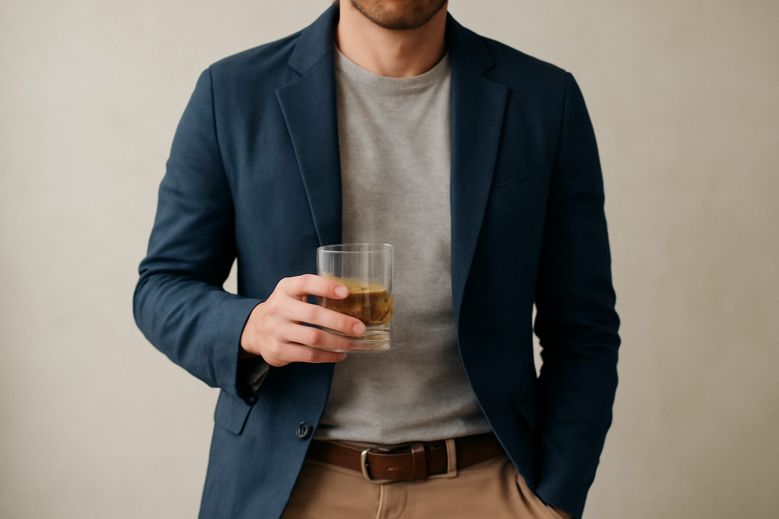 magasindemode-tenues-afterwork-decontracte personne tenant un verre en tenue soignée décontractée
