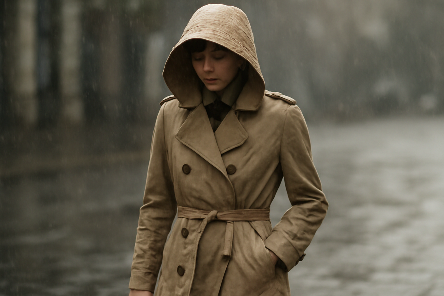 magasindemode-trench-leger-soirees-pluvieuses personne portant trench sous pluie légère