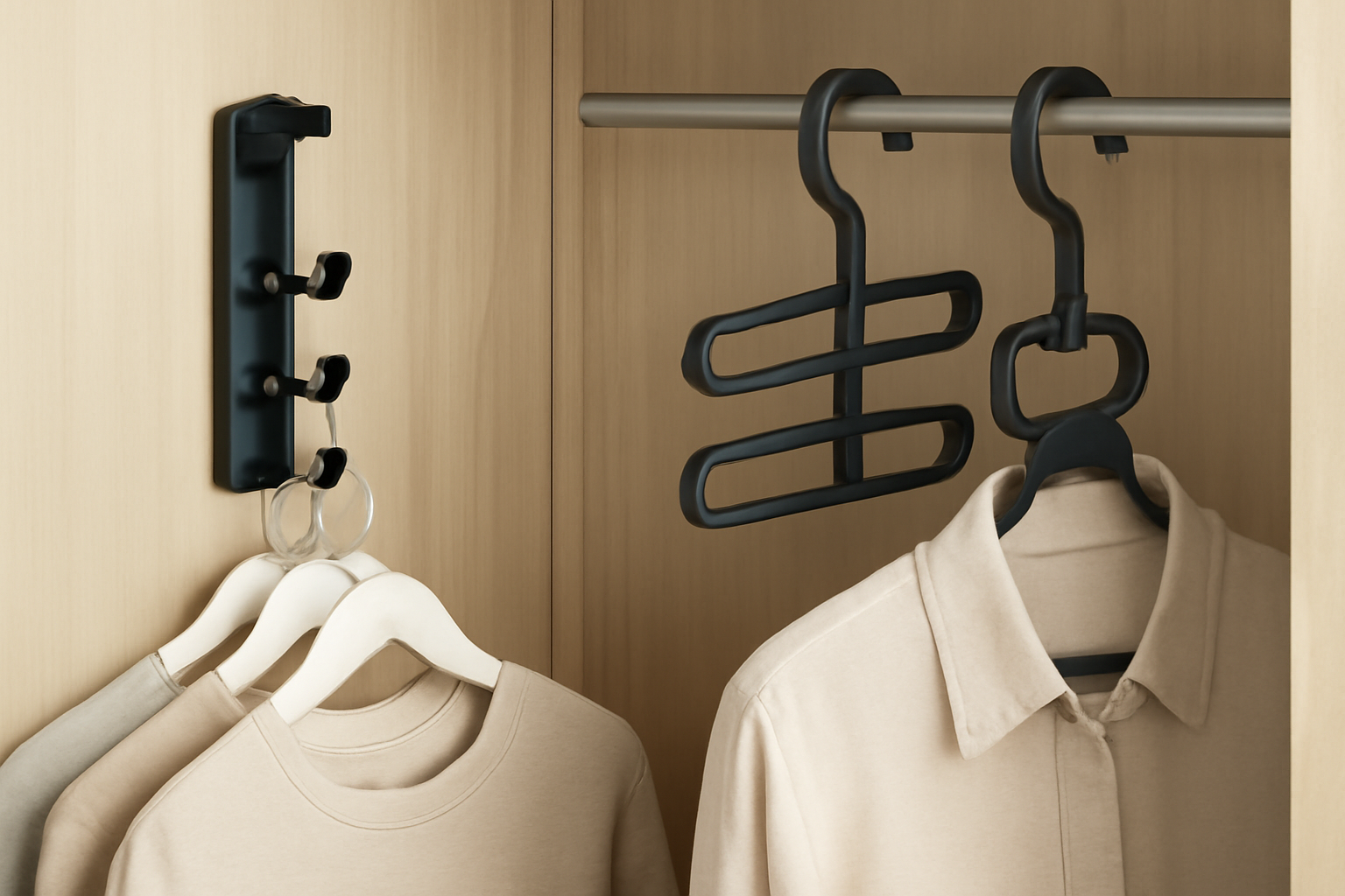 poignées et cintres optimisés pour un dressing compact