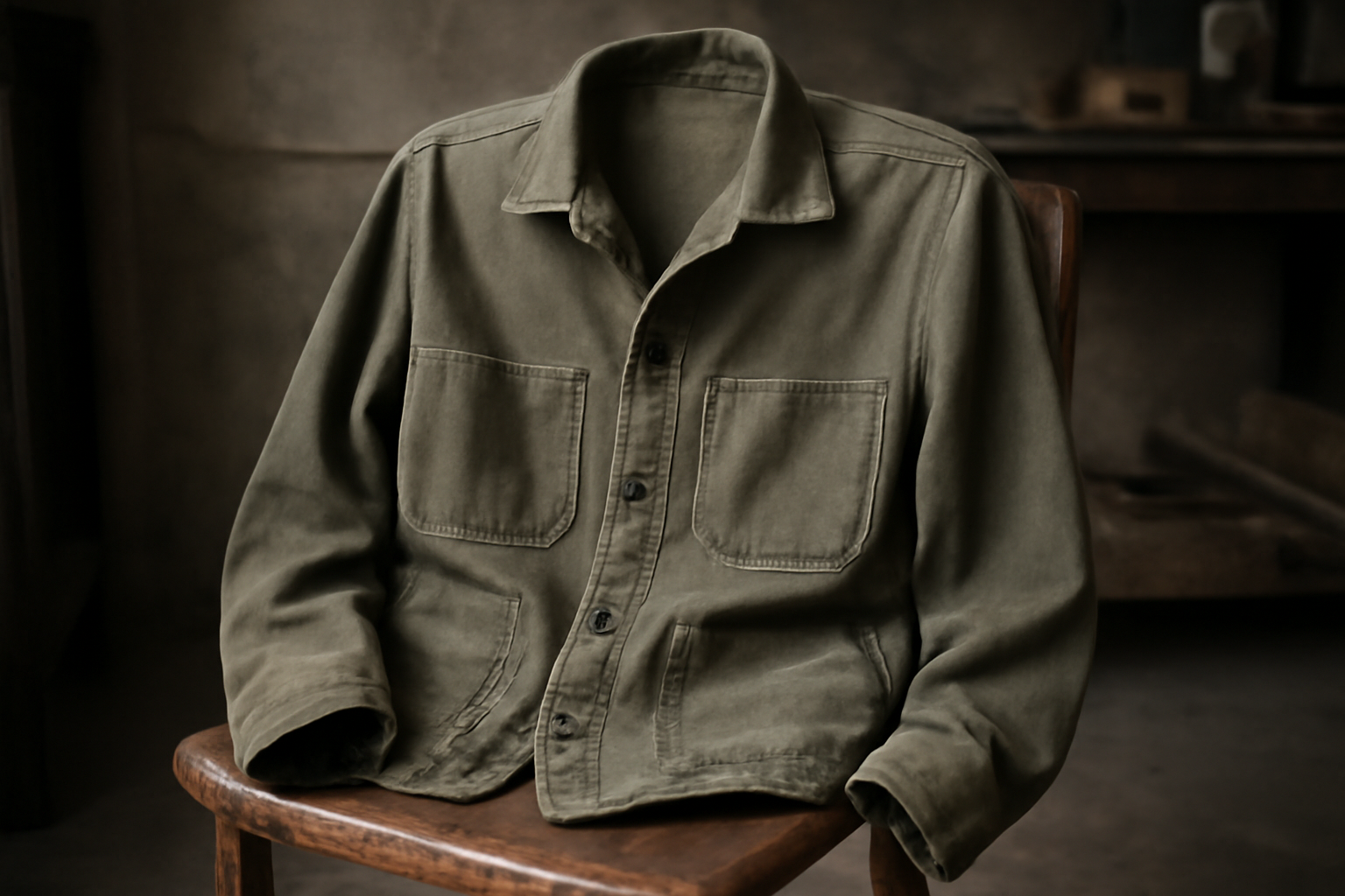 veste posée sur chaise d'atelier
