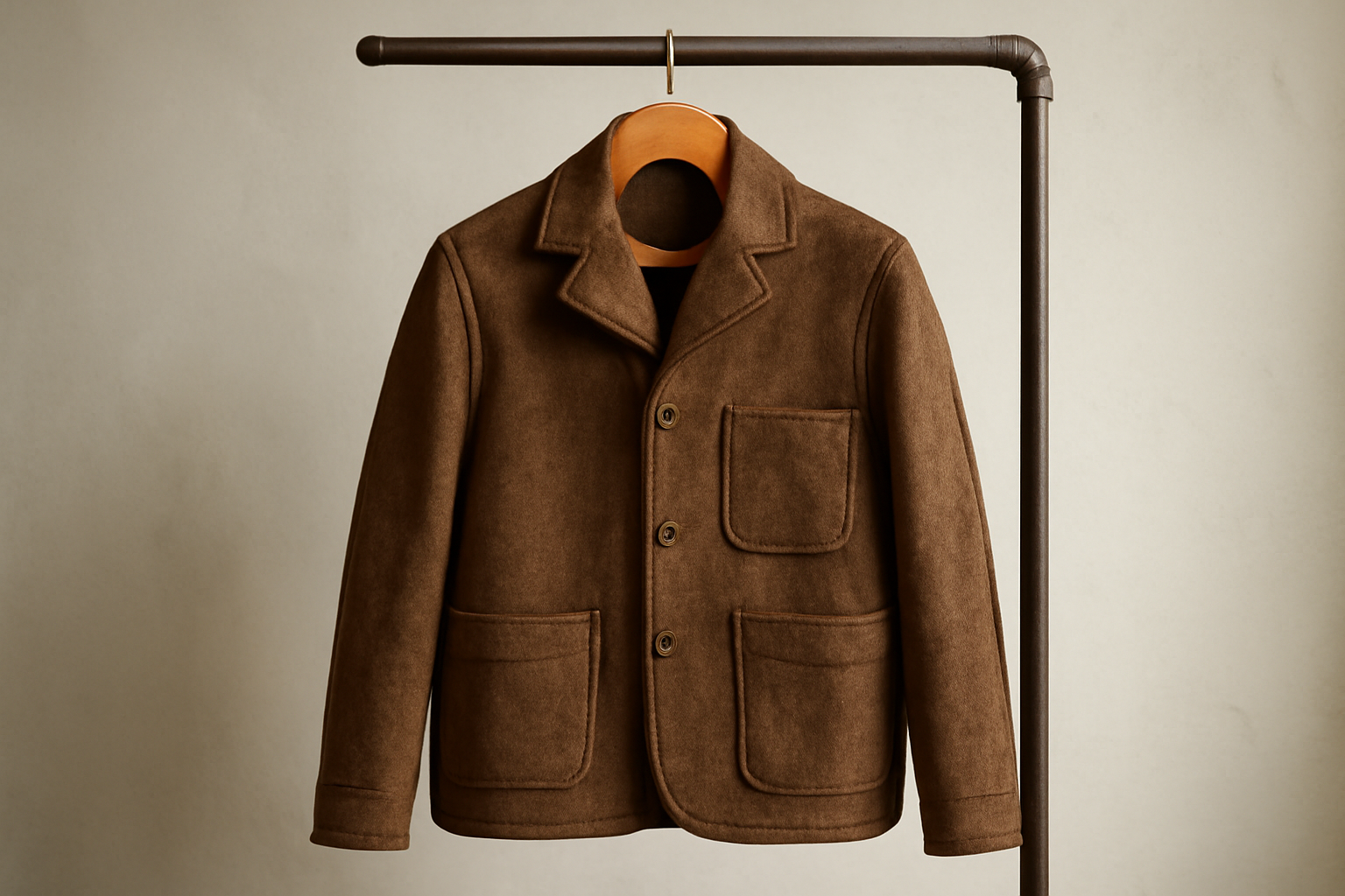 veste artisanale suspendue sur un portant
