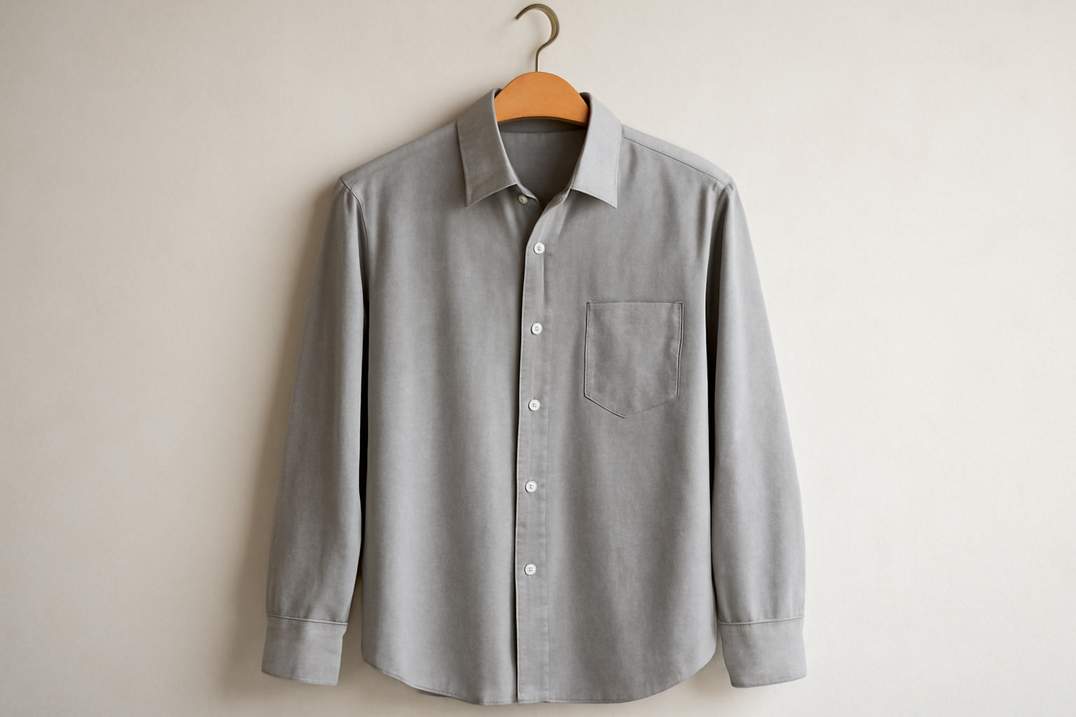 chemise boutonnée suspendue sur un cintre