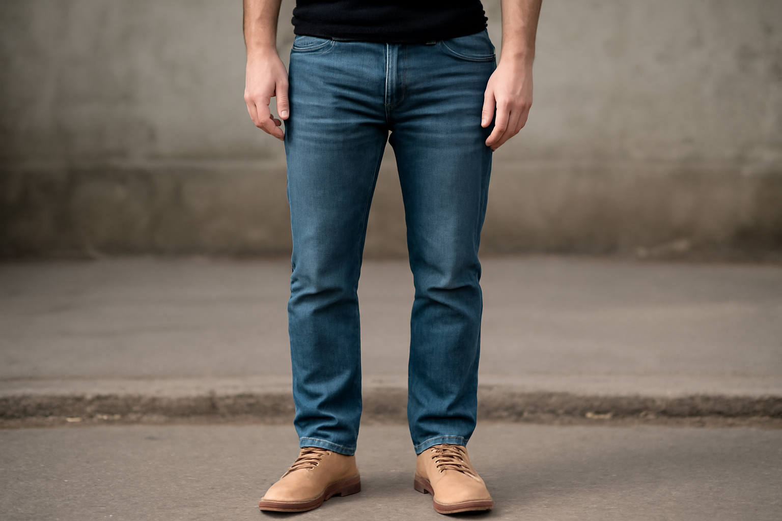 personne portant un jean et chaussures visibles