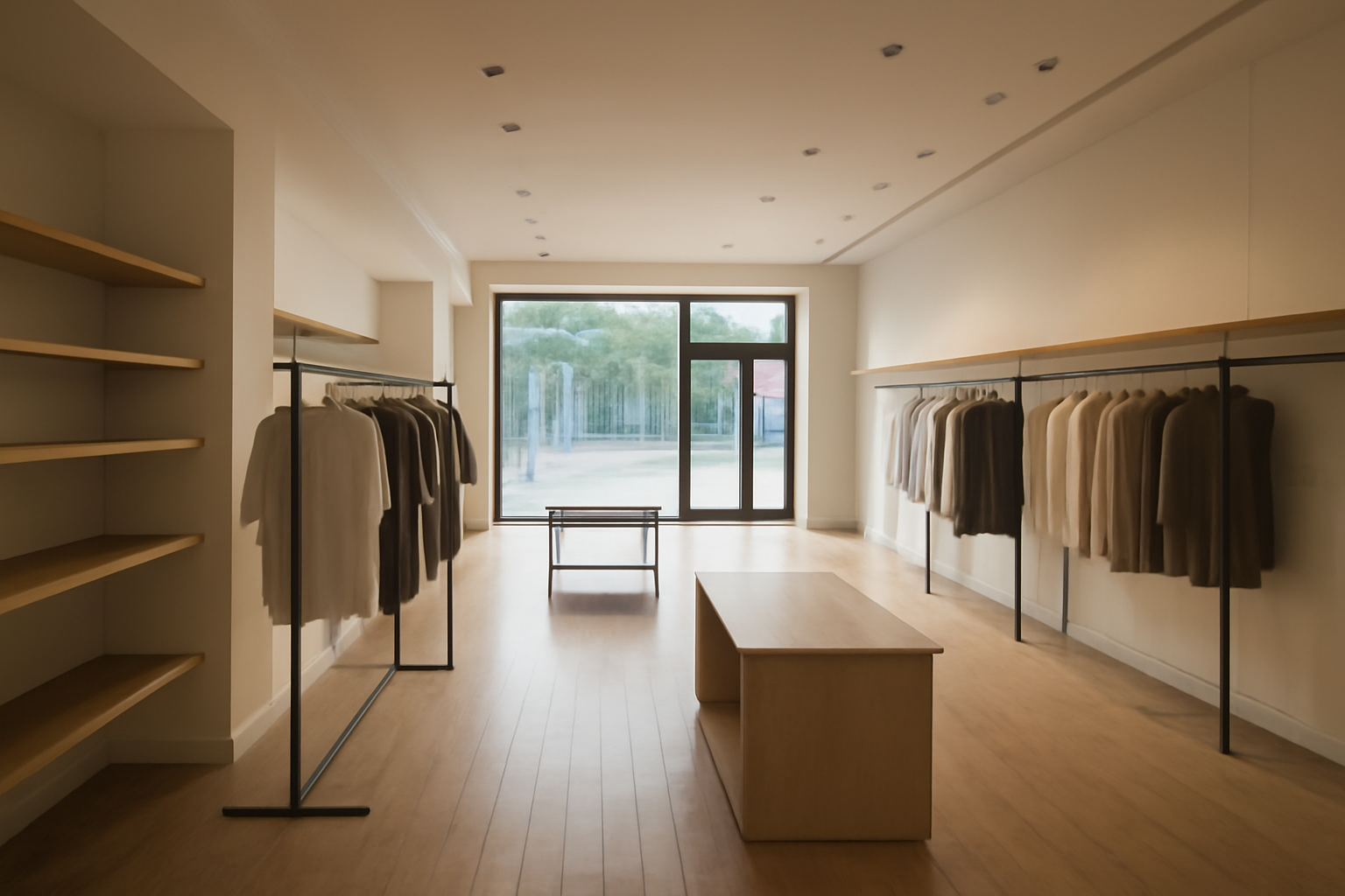 intérieur boutique presque vide tôt le matin