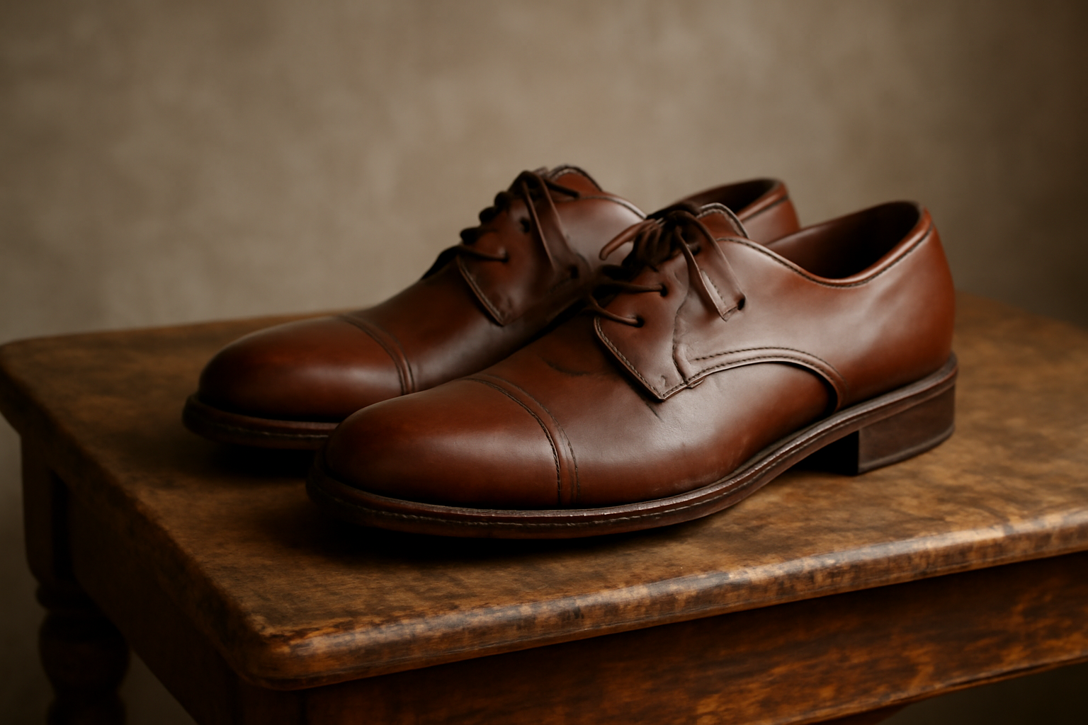 paire de chaussures posée sur table ancienne