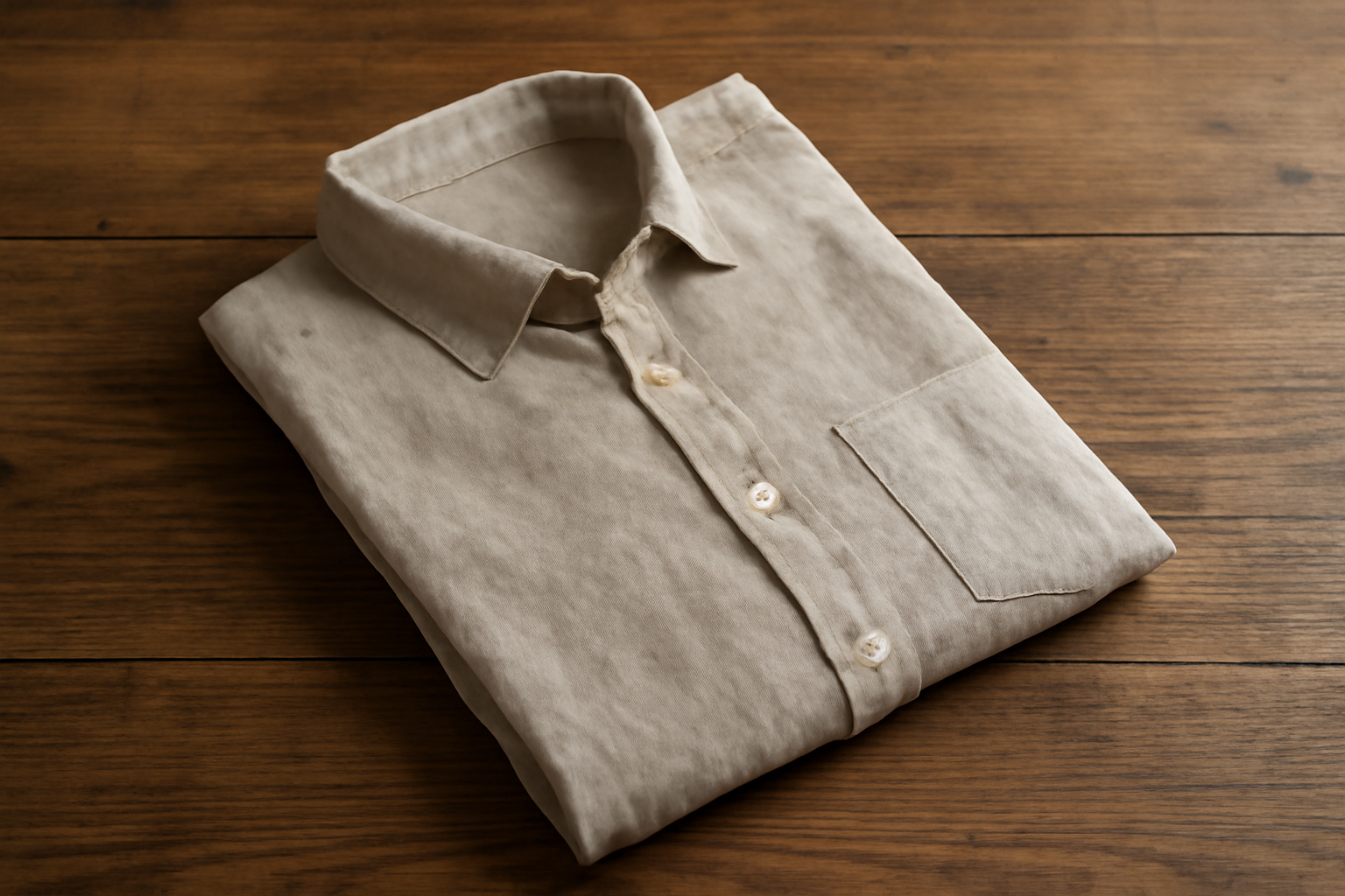 magasindemode-details-chemise-lin-achat chemise en lin posée sur table en bois