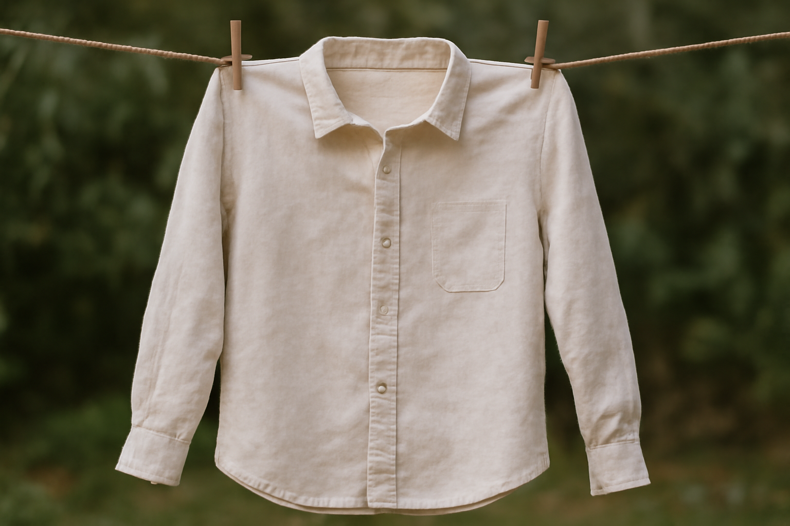 magasindemode-entretenir-chemise-lin chemise en lin étendue sur corde à linge