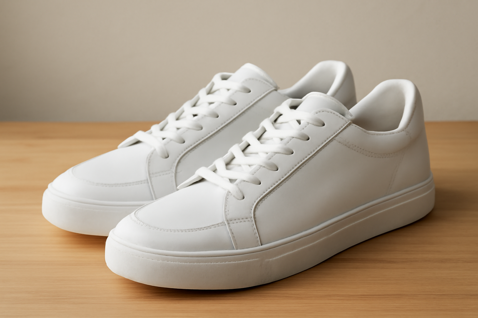 magasindemode-entretenir-sneakers-blanches paire de sneakers blanches nettoyée sur table