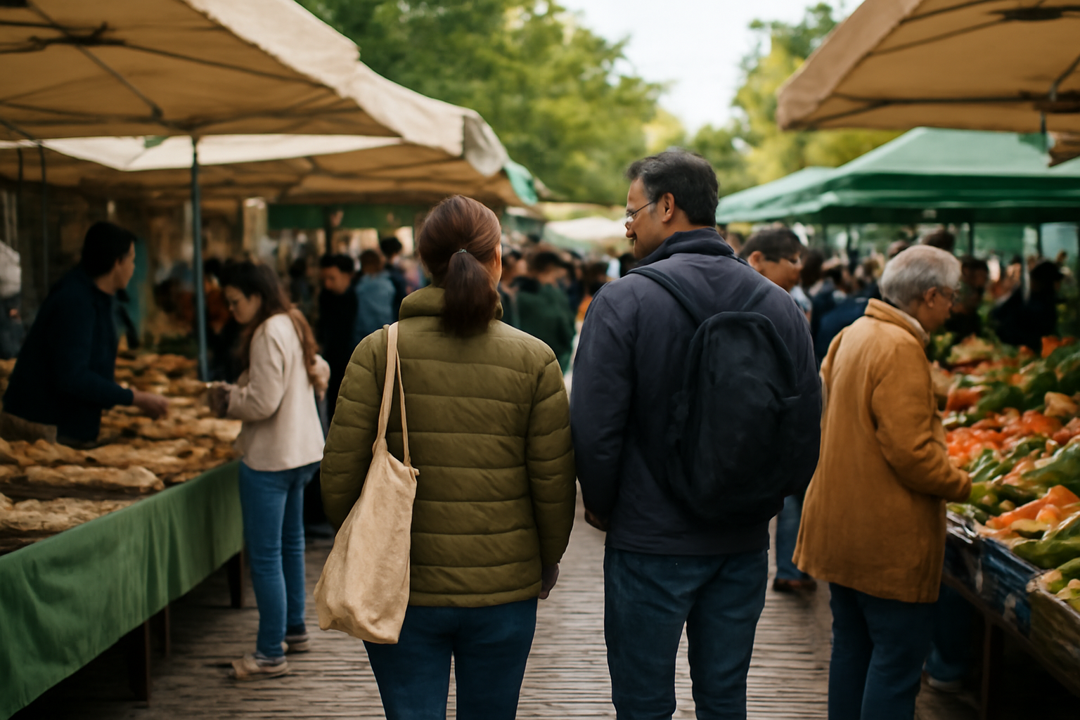 magasindemode-jours-marche-artisanal stands de marché animés avec plusieurs visiteurs