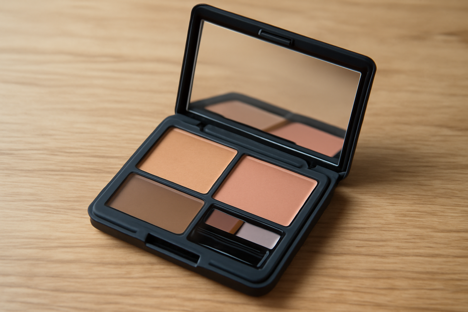 magasindemode-kit-maquillage-minimal-weekend trousse maquillage compacte ouverte sur table