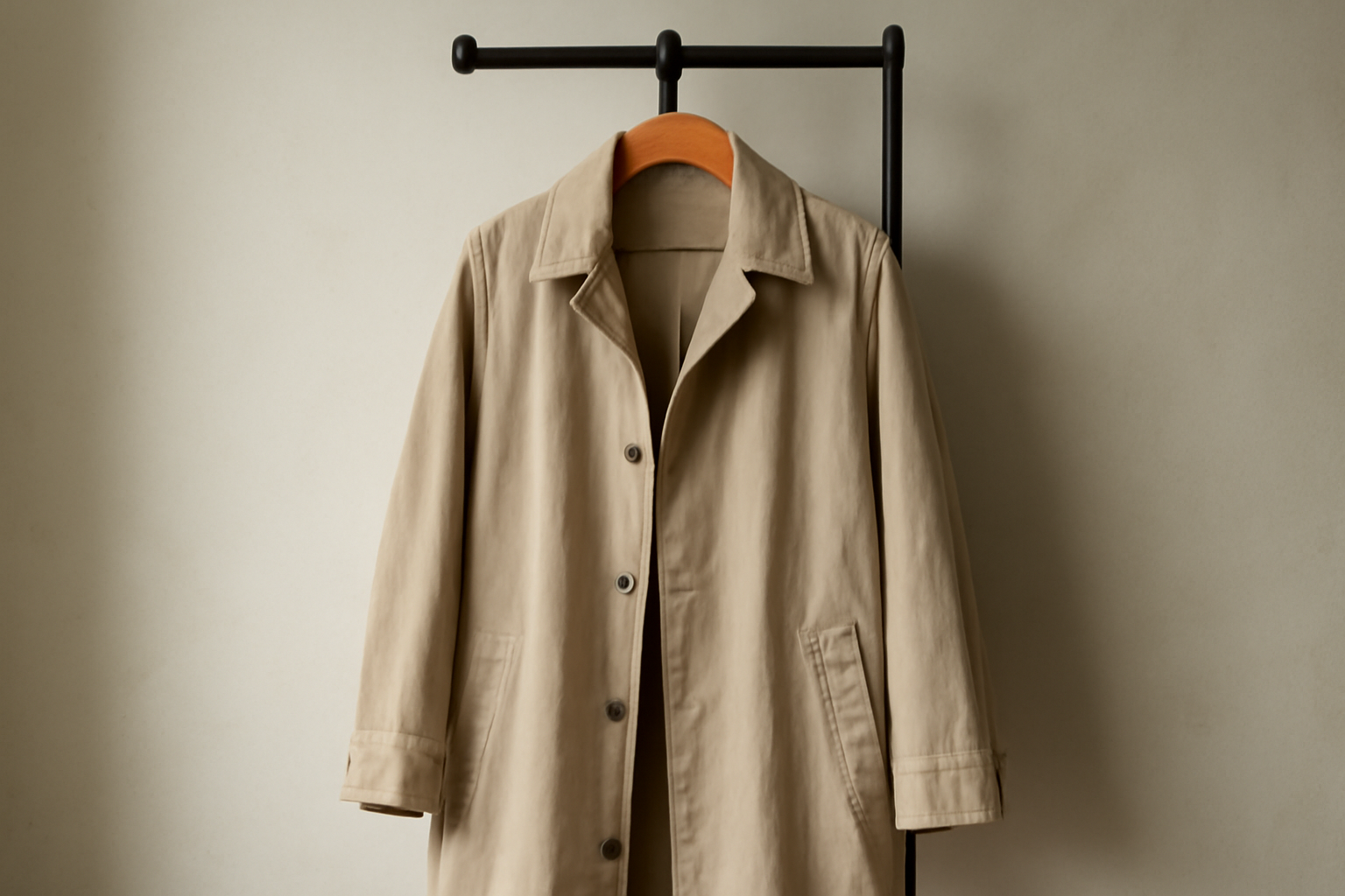 magasindemode-manteau-soirees-printemps manteau léger accroché à un portemanteau