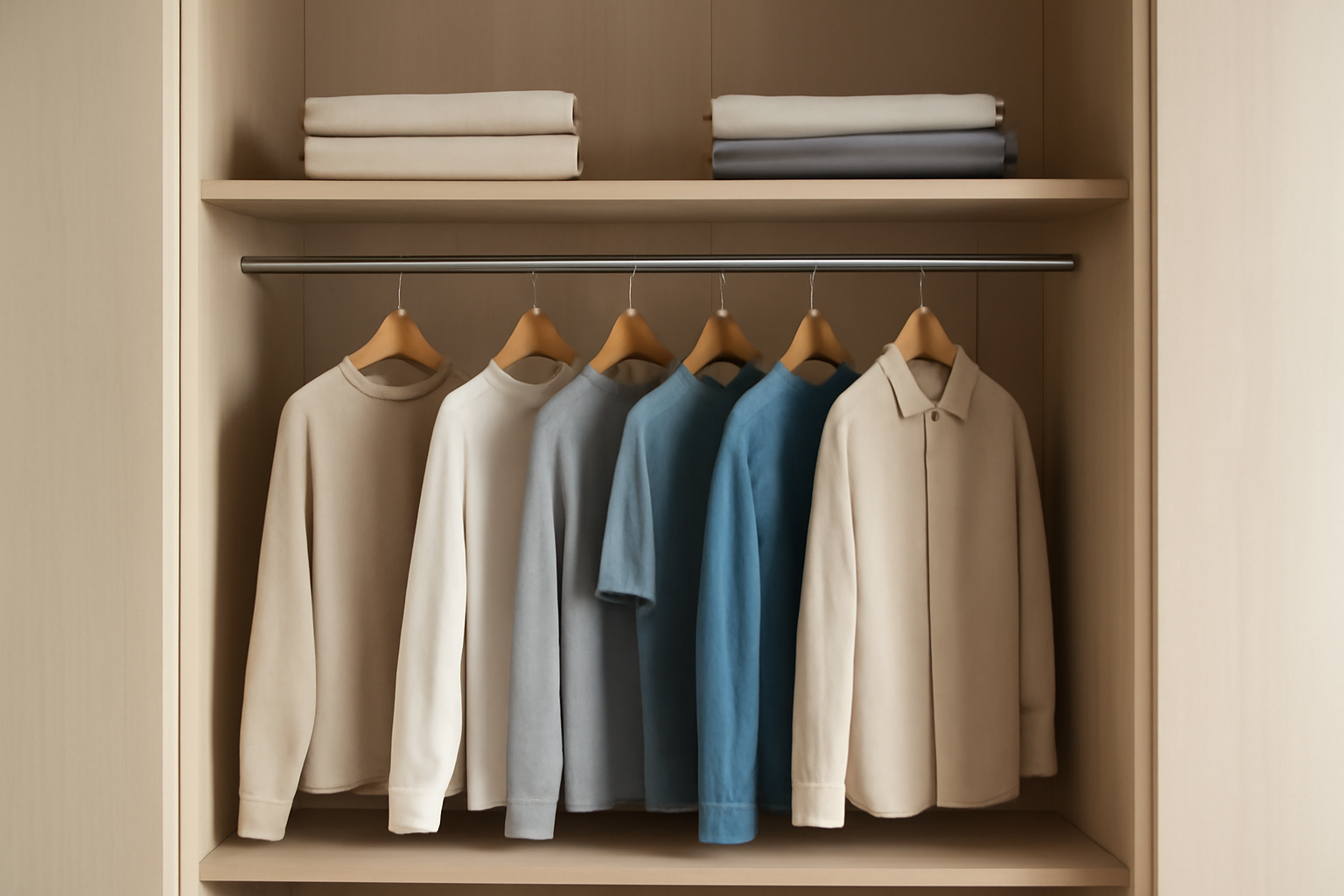 armoire minimaliste avec quelques pièces triées