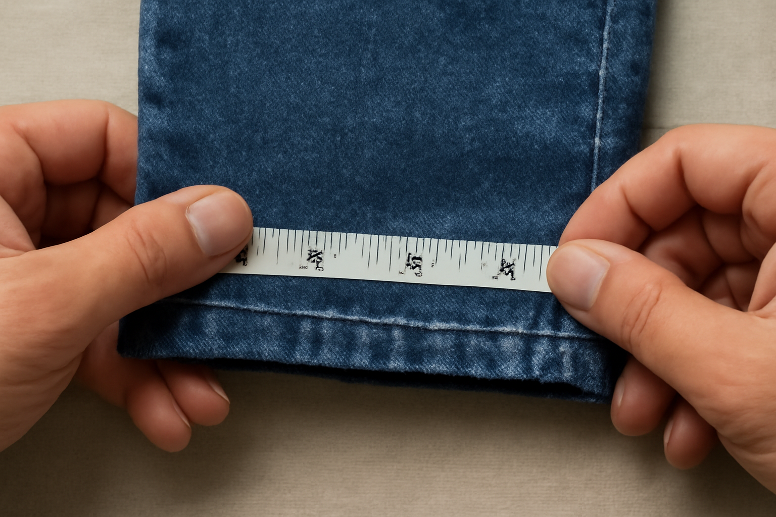 magasindemode-prix-retouche-express mains mesurant ourlet de pantalon