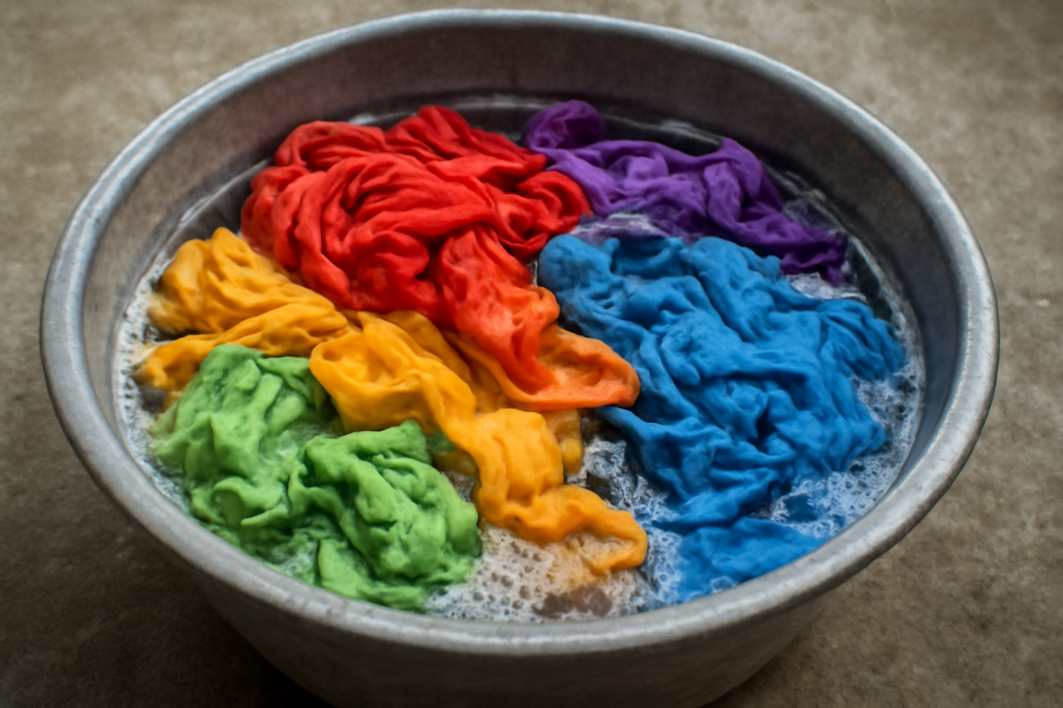 magasindemode-raviver-couleurs-vetements vêtements colorés trempés dans bassine