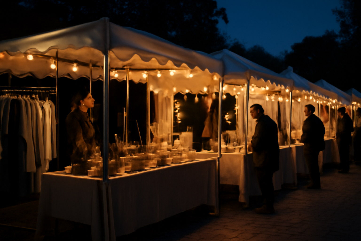 magasindemode-rendezvous-createurs-soiree stands de créateurs éclairés en soirée