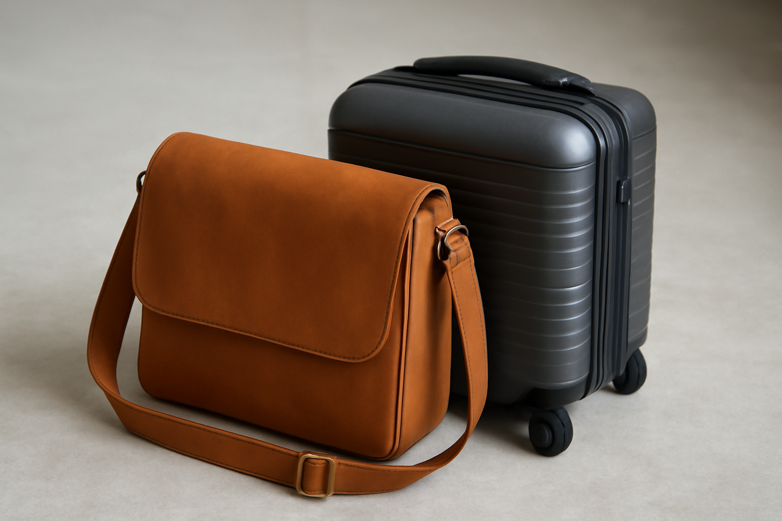 magasindemode-sac-weekend-compact sac bandoulière posé près d'une valise compacte