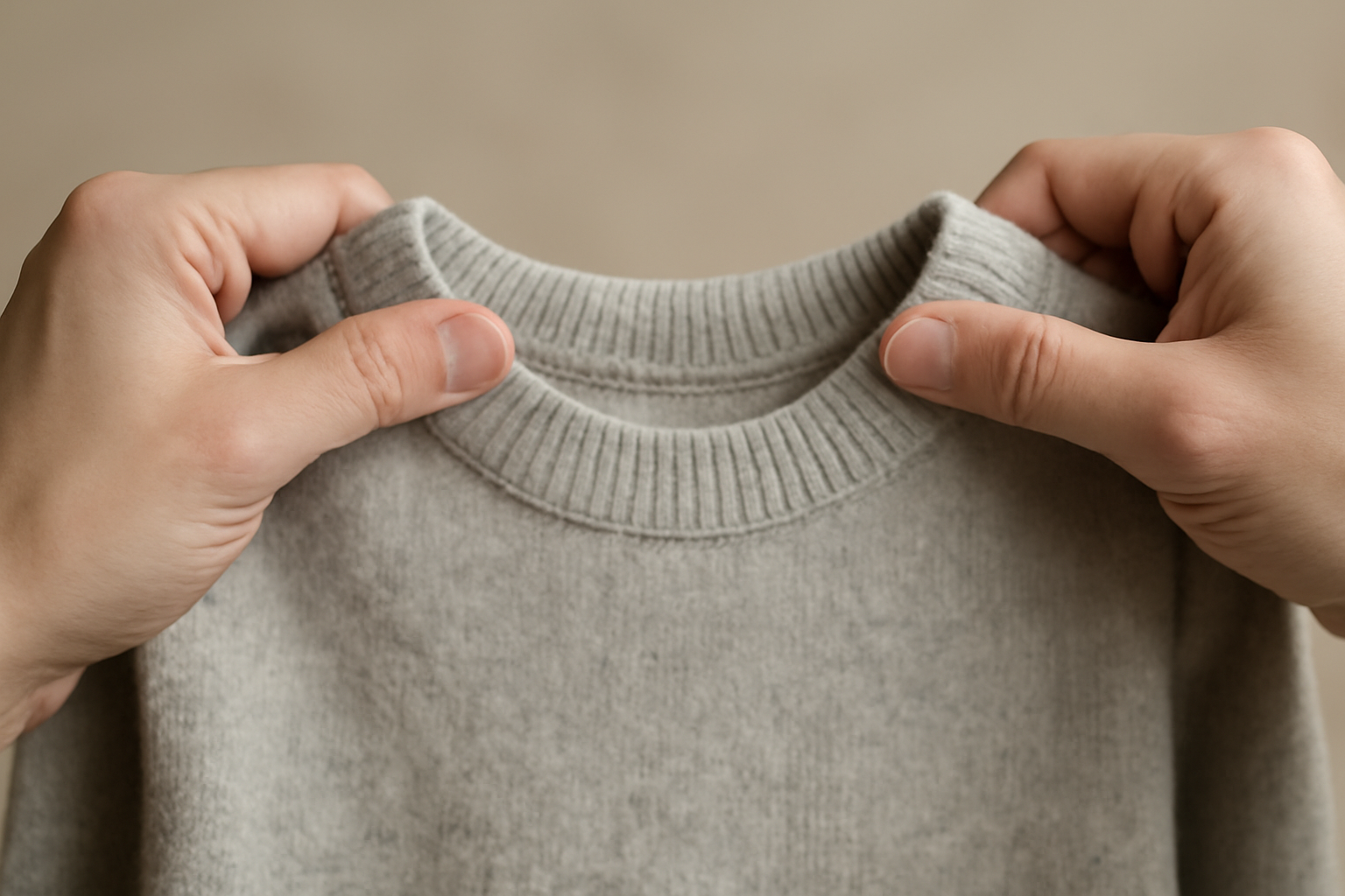magasindemode-technique-detendre-vetement mains tirant doucement un col serré pour l'étirer