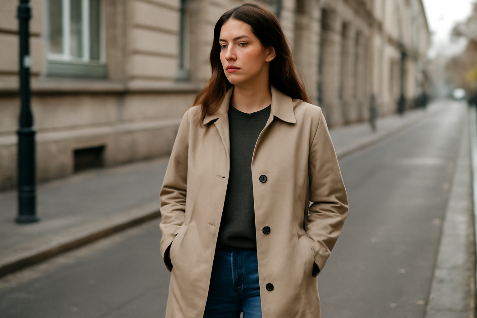 magasindemode-tenue-matinee-fraiche-ville personne portant manteau léger en rue