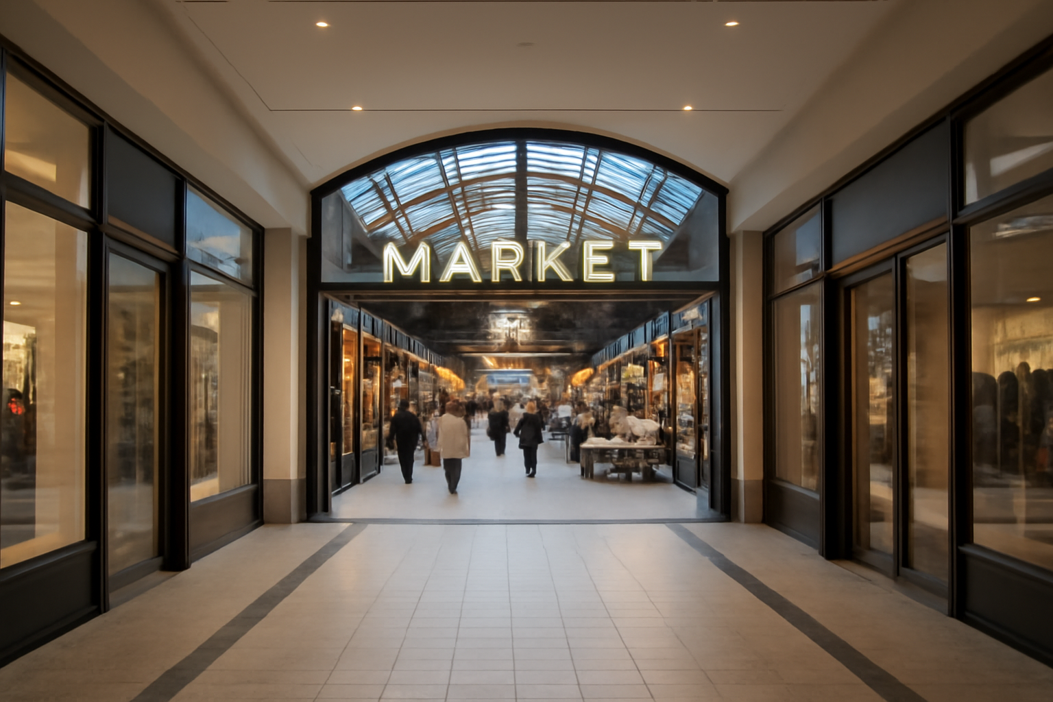 magasindemode-centre-commercial-ou-marche-couvert allée de centre commercial et entrée de marché couvert