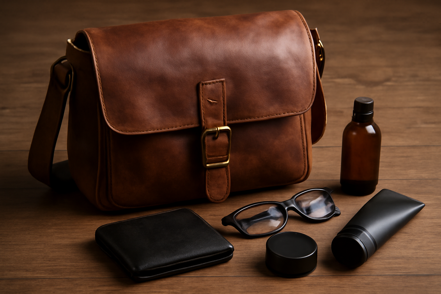 magasindemode-entretien-rapide-sac-cuir sac en cuir posé sur une table avec produits