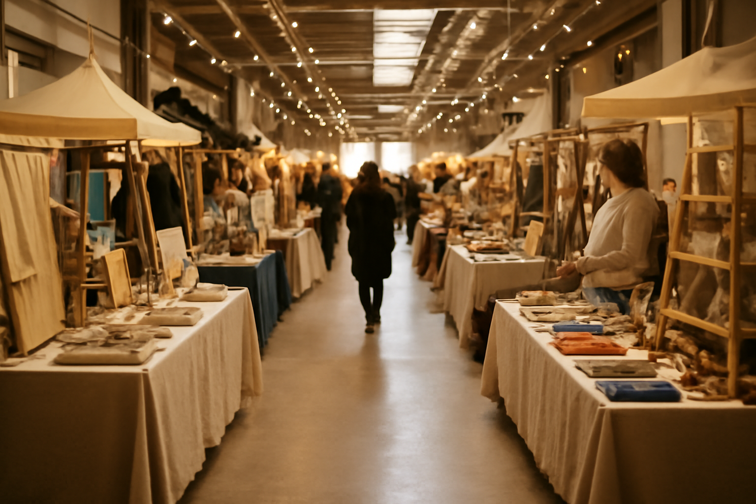 magasindemode-evenements-createurs-weekend allée d'un pop-up créateurs avec stands variés
