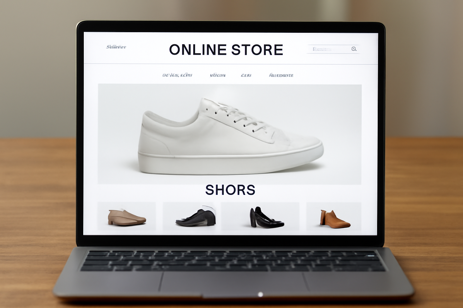 ordinateur affichant page de chaussures en ligne