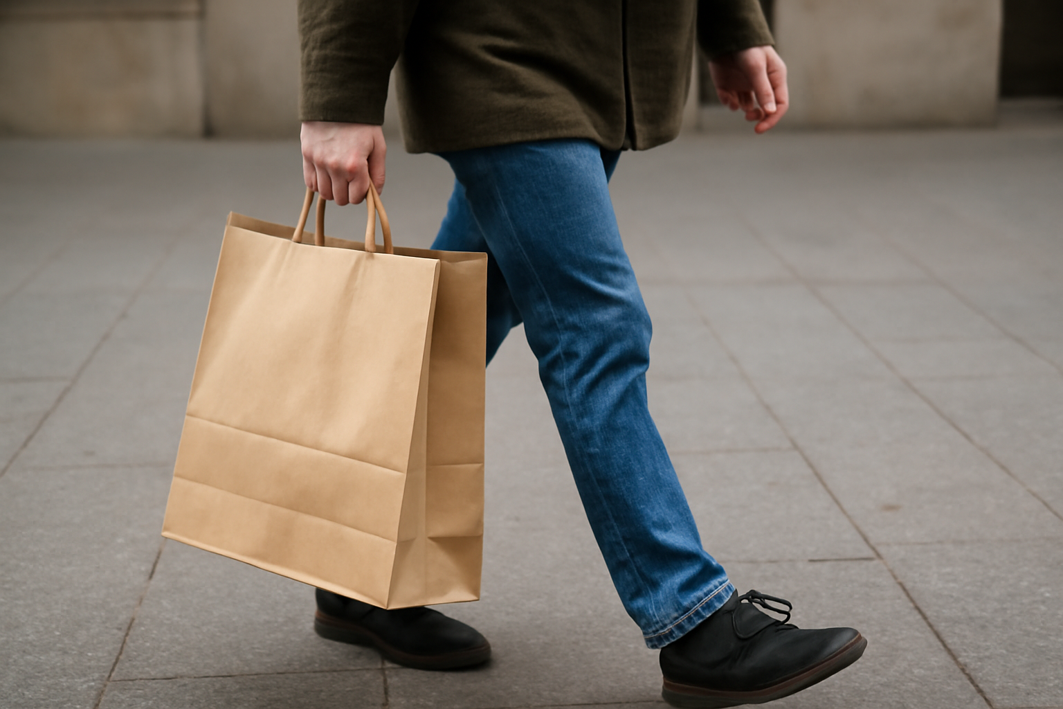 magasindemode-itineraire-shopping-pieton personne marchant avec sac shopping en main
