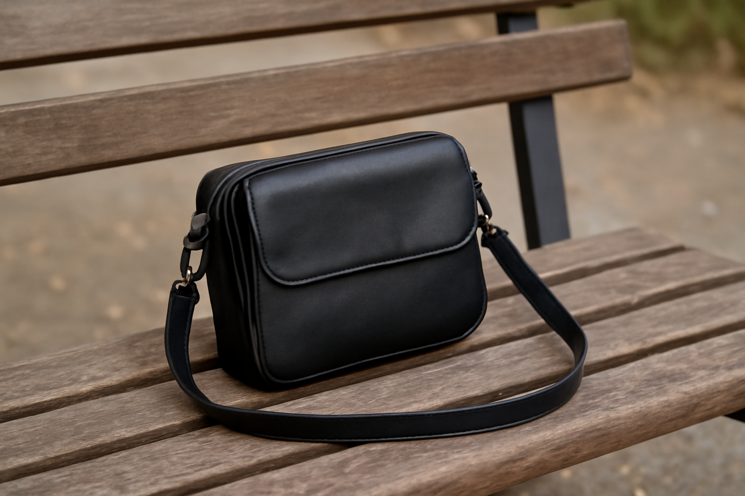 petit sac bandoulière posé sur un banc