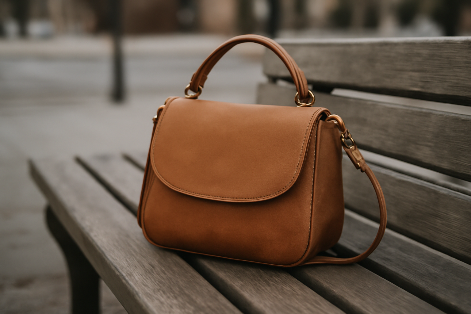 magasindemode-sac-weekend-citadin petit sac posé sur un banc urbain