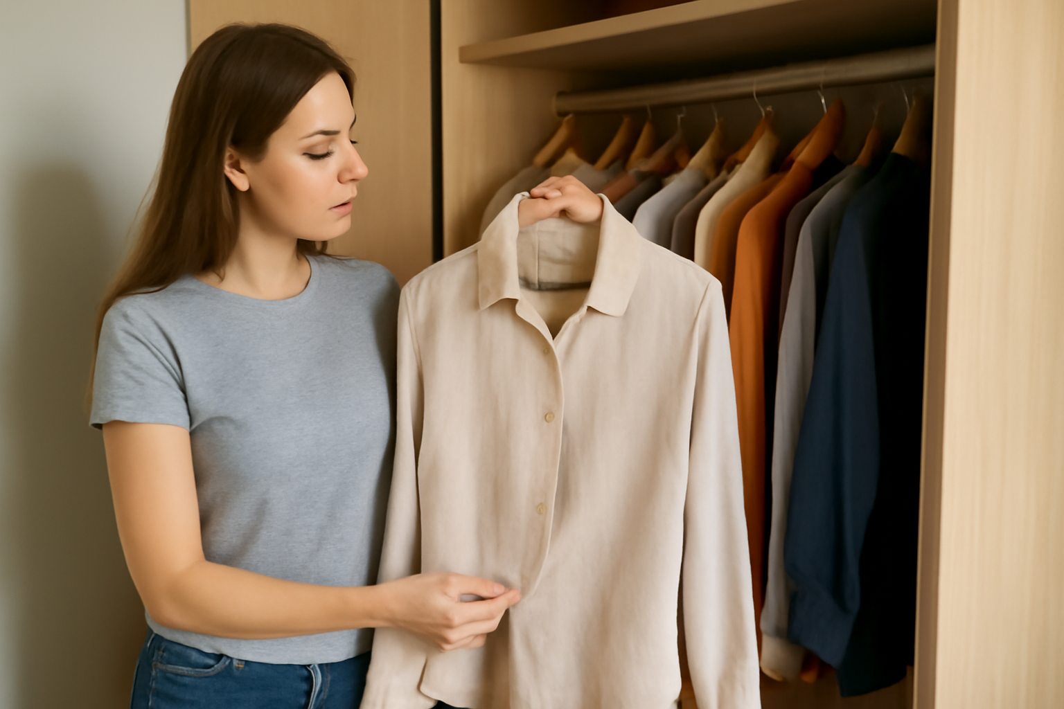 magasindemode-tenue-rapide-reunion personne choisissant une tenue devant placard