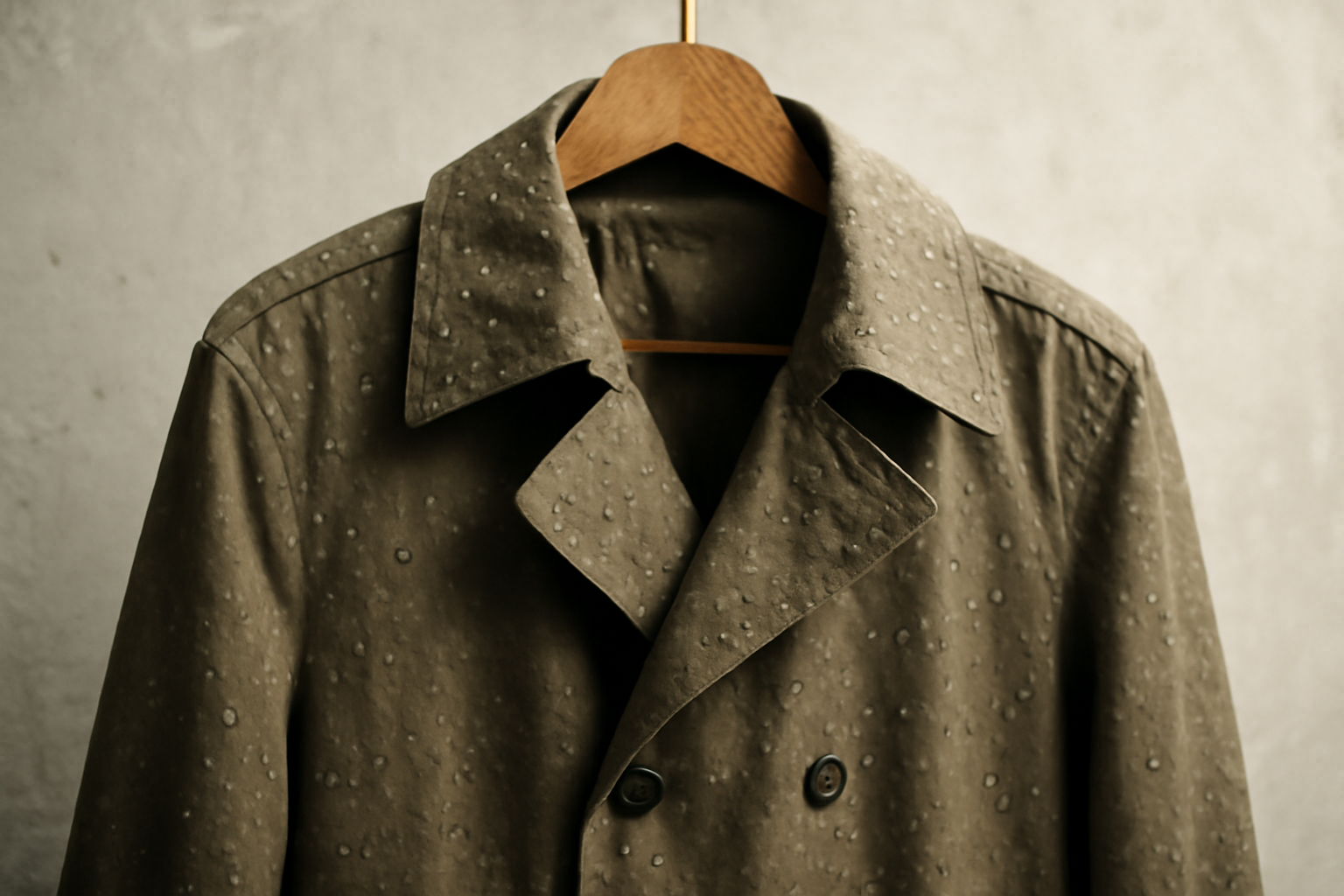 magasindemode-tissu-manteau-resistant-pluie manteau léger suspendu avec gouttes d'eau