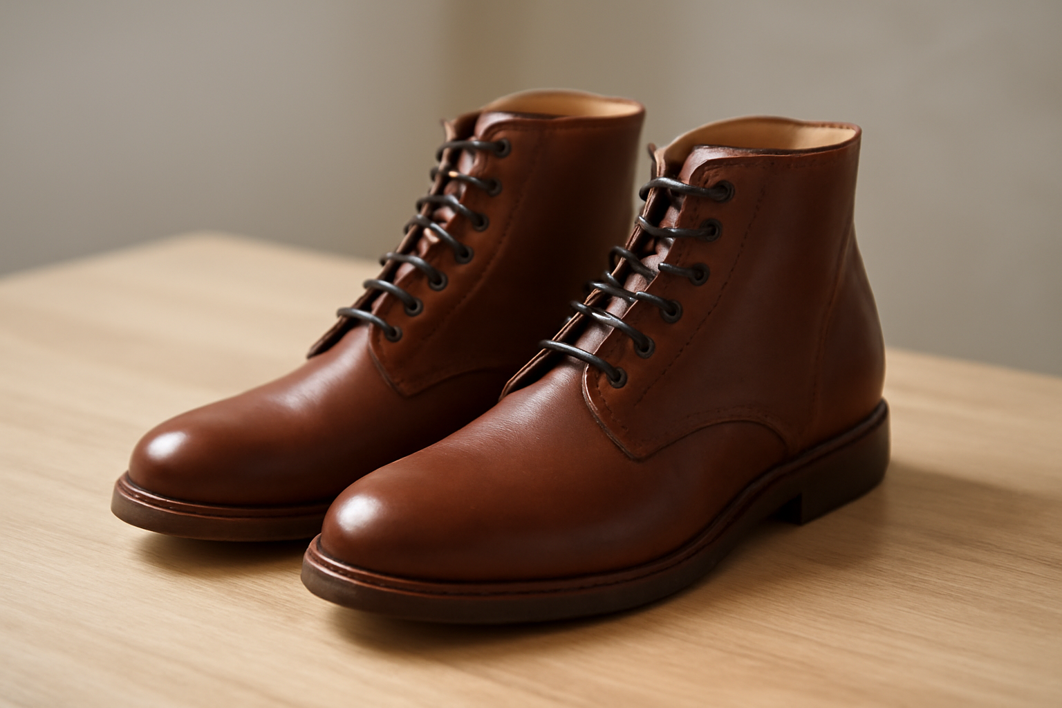 magasindemode-verifier-bottines-avant-achat paire de bottines examinée sur table