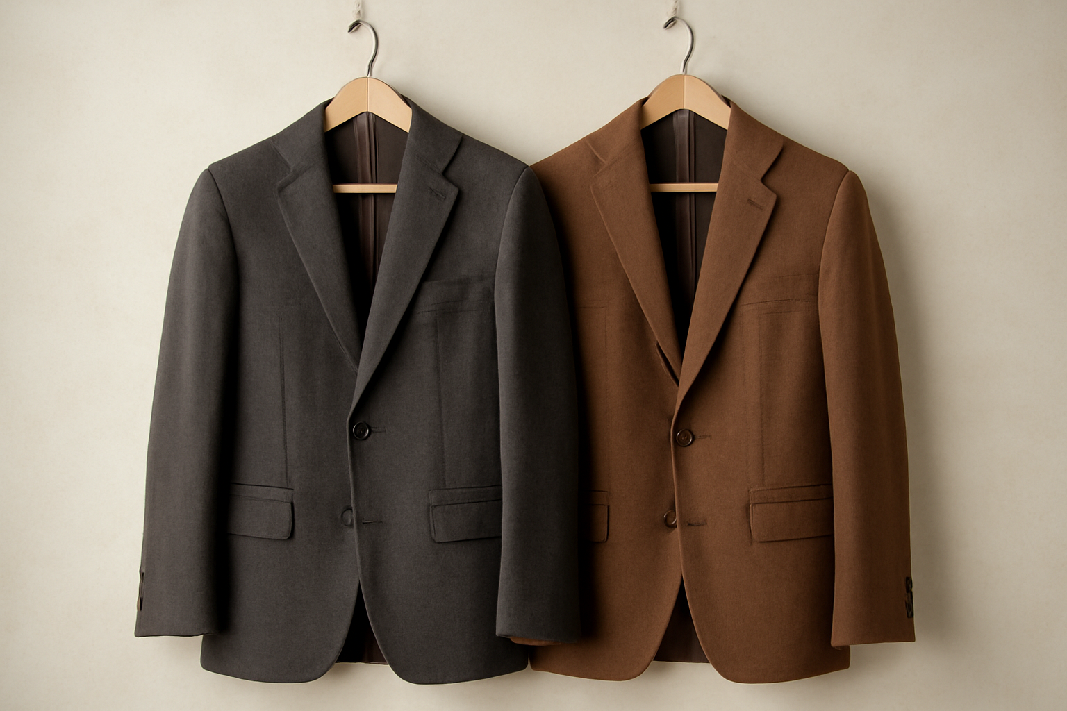 deux vestes posées sur cintres
