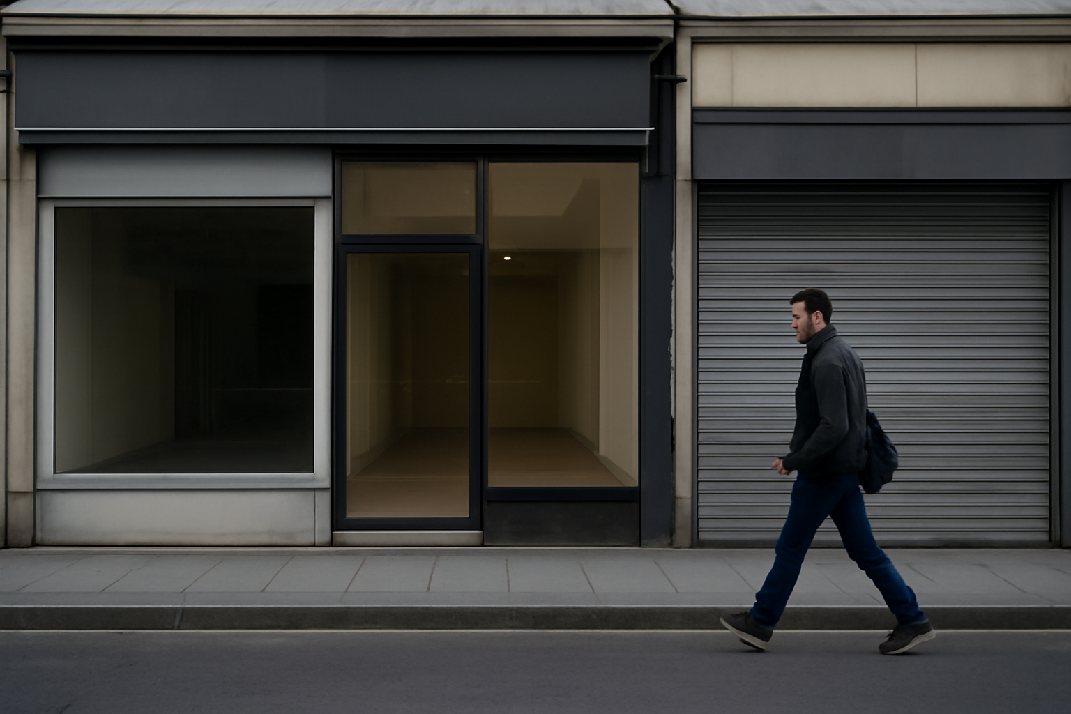 magasindemode-astuces-eviter-foule-shopping personne passant devant boutiques presque vides le matin
