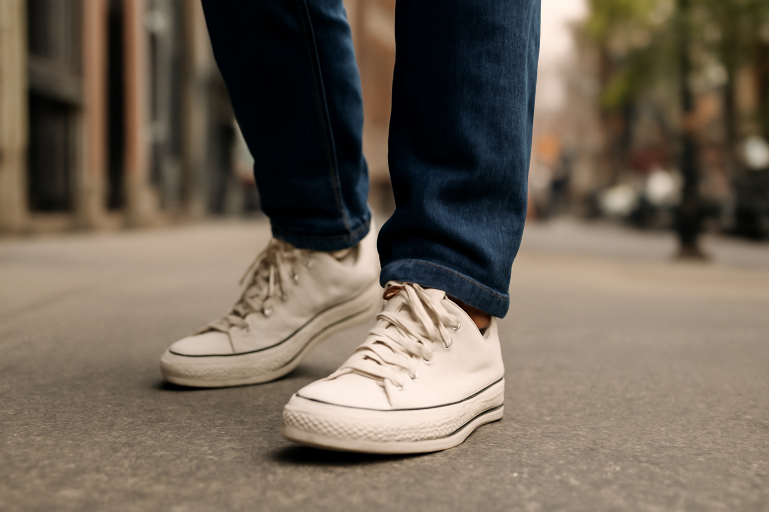 magasindemode-baskets-champion-usage-quotidien personne marchant en baskets dans la rue