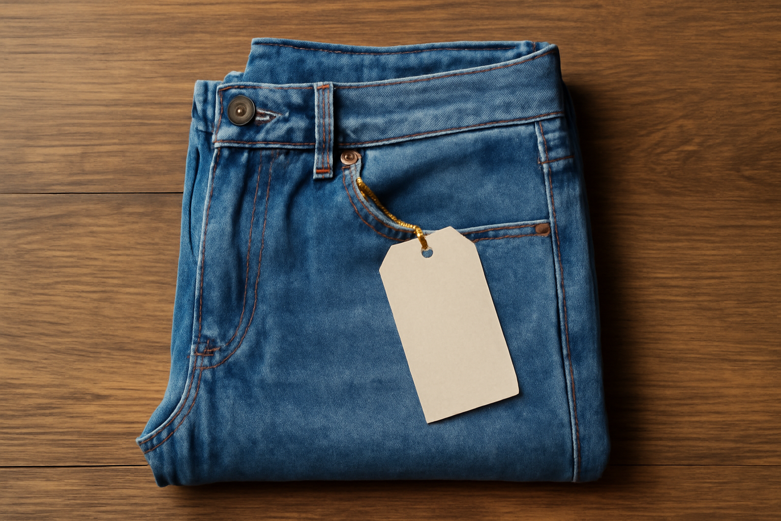 magasindemode-ikks-jeans-investissement jean posé sur table avec étiquette