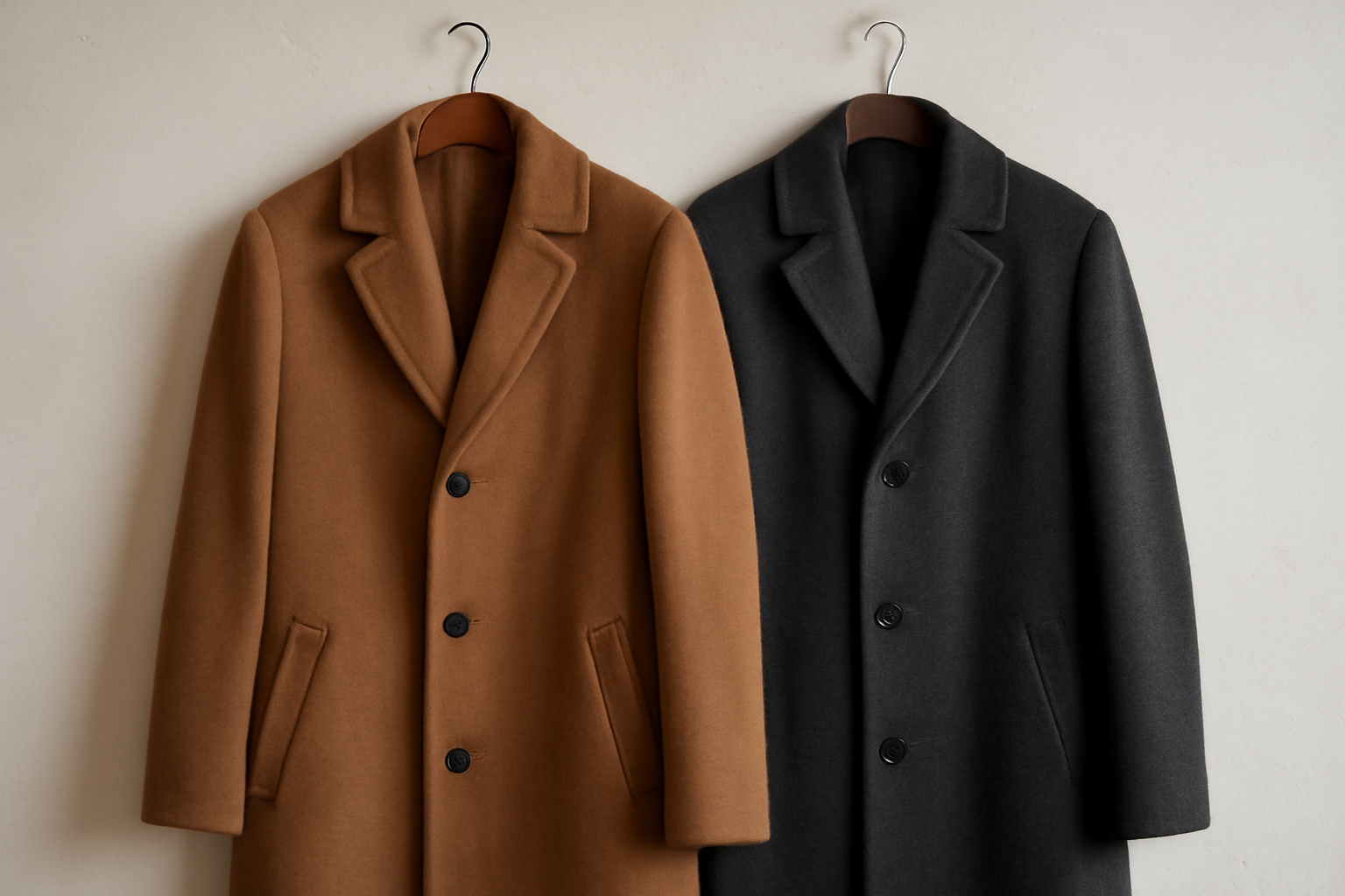 magasindemode-manteau-long-ou-court-quotidien deux manteaux suspendus côte à côte