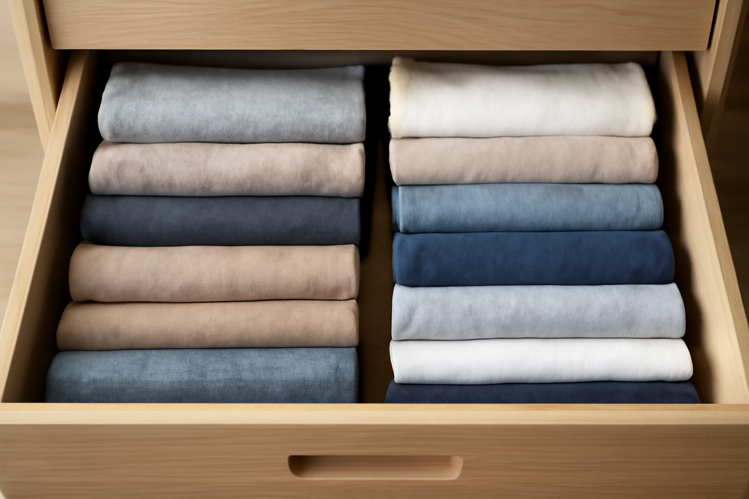 magasindemode-organisation-dressing-petit-espace tiroirs bien organisés avec vêtements pliés