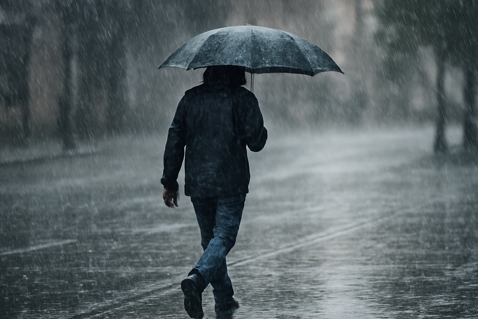 personne marchant sous la pluie